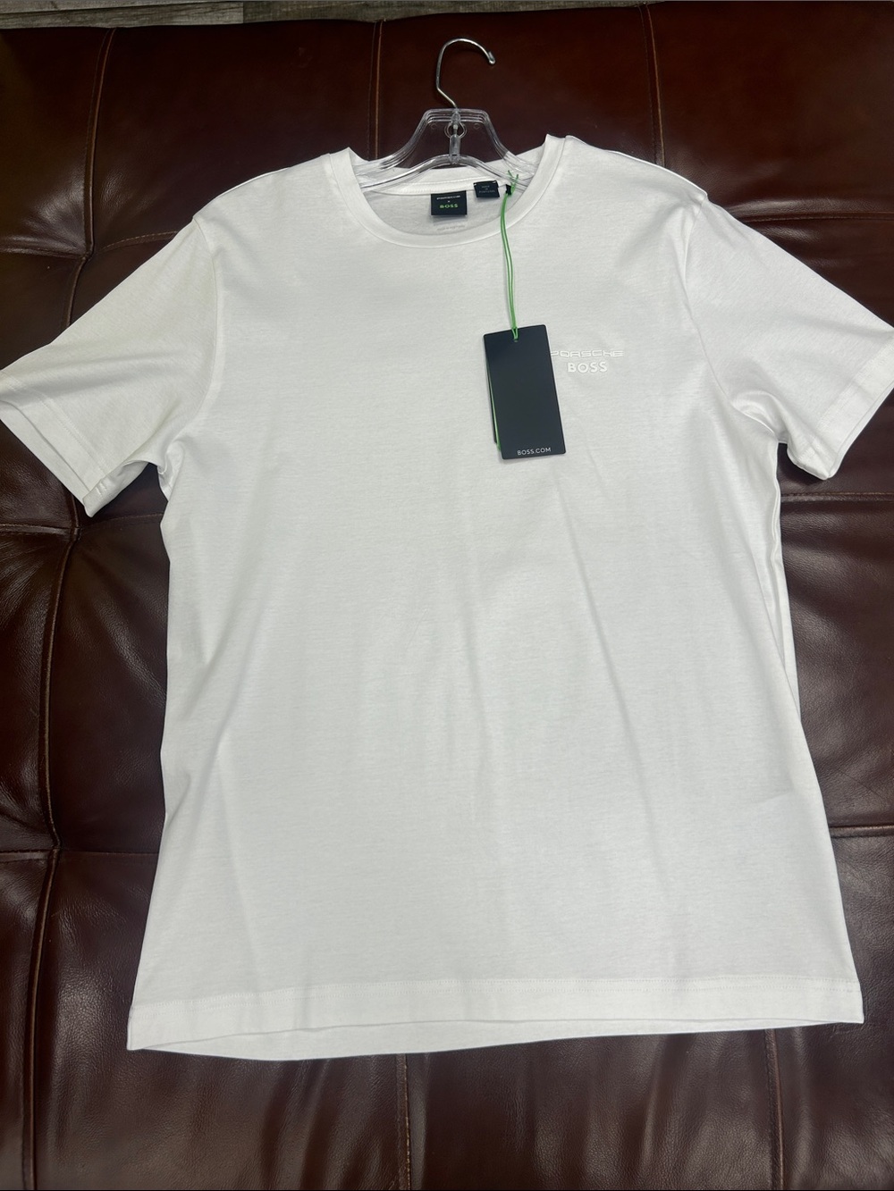 100% Authentic BOSS by Hugo Boss Porsche Men’s White Crewneck Logo Tee NWT